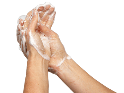 Scrub hands and any other bare skin that may have been contaminated. Use hot water